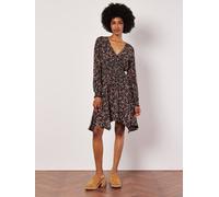 Apricot Ditsy Floral Smocked Mini Dress In Black Black 10