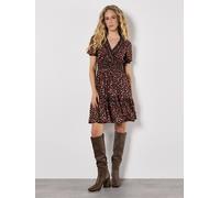 Apricot Women's Ditsy Floral Smocked Mini Dress in Orange | Size: 14