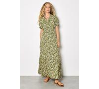 Apricot Ditsy Floral Tiered Maxi Dress In Green