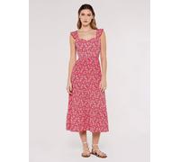 Apricot Women's Ditsy Floral Tiered Midi Dress in Red | Size: 12 Apricot Red 12