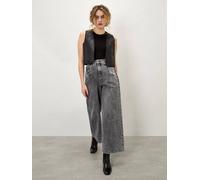Apricot Women's Ella Wide Leg Cropped Jeans in Grey | Size: 36