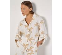 Embroidered Palm Trees Shirt Apricot Cream 8