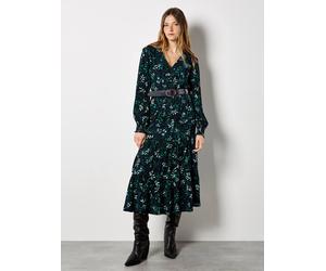 Apricot Women's Eucalyptus Leaf Print Maxi Dress in Black | Size: 8