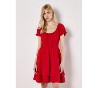 Apricot Women's Eyelet Embroidery Tiered Mini Dress in Red | Size: 8 Apricot Red 8