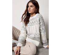 Apricot Women's Fair Isle Cable Knit Jumper in Cream | Size: 14 Apricot Cream 14
