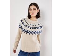 Apricot Women's Fair Isle Chunky Knit Jumper in Stone | Size: 10 Apricot Stone 10