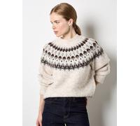 Apricot Women's Fair Isle Fluffy Jumper in Stone | Size: 18 Apricot Stone 18