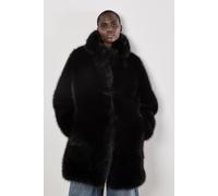 Apricot Women's Faux Fur Longline Coat in Black | Size: 12