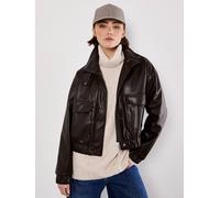 Apricot Women's Faux Leather Bomber Jacket in Brown | Size: 10