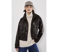 Apricot Faux Leather Bomber Jacket In Brown Brown 14
