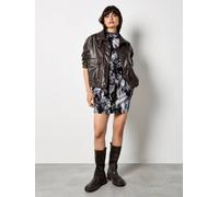 Apricot Women's Feather Print Jersey Cocoon Mini Dress in Grey | Size: 14 Apricot Grey 14