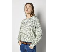 Apricot Women's Fine Knit Silhouette Floral Jumper in Mint | Size: 10