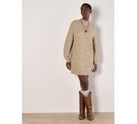 Apricot Women's Flecked Knit Jumper Mini Dress in Stone | Size: 10 Apricot Stone 10