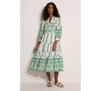 Apricot Women's Floral Cotton Broderie Anglaise Midi Dress in White | Size: 10 Apricot White 10