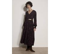 Apricot Women's Floral Crepe Midi Dress in Burgundy | Size: 8