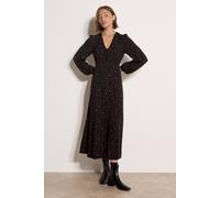 Apricot Women's Floral Print Midi Tea Dress in Black | Size: 14