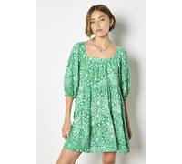 Apricot Women's Floral Print Tiered Mini Dress in Green | Size: 12 Apricot Green 12