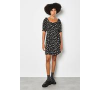 Apricot Women's Floral Ruffle Milkmaid Mini Dress in Black | Size: 14 Apricot Black 14