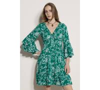 Apricot Women's Floral Smocked Ruffle Mini Dress in Green | Size: 14 Apricot Green 14