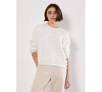 Apricot Women's Fluffy Stripe Jumper in White | Size: 12 Apricot White 12