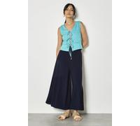 Apricot Women's Fluid Wide-Leg Trousers in Navy | Size: 10