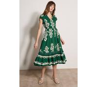 Apricot Women's Folk Floral Midi Dress in Green | Size: 8 Apricot Green 8