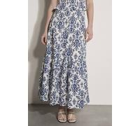 Apricot Women's Folk Ikat Print Cotton Tiered Maxi Skirt in Blue | Size: 14 Apricot Blue 14