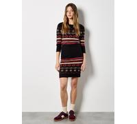 Apricot Women's Folk Pattern Stripe Knitted Mini Dress in Black | Size: 16 Apricot Black 16