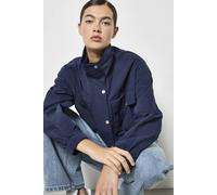 Apricot Women's Funnel Neck Cropped Jacket in Navy | Size: 10 Apricot Navy 10