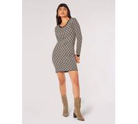 Apricot Women's Geo Diamond Knit Mini Dress in Khaki | Size: 10 Apricot Khaki 10