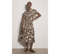 Apricot Women's Geo Grecian Shirt Midi Dress in Brown | Size: 14