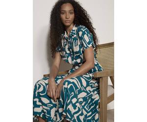 Apricot Women's Geo Grecian Shirt Midi Dress in Teal | Size: 8