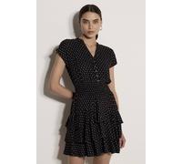 Apricot Women's Geo Print Ruffle Mini Dress in Black | Size: 12