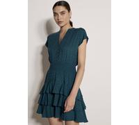 Apricot Women's Geo Print Ruffle Mini Dress in Teal | Size: 16 Apricot Teal 16