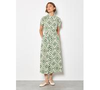 Apricot Women's Geo Print Shirt Midi Dress in Green | Size: 8 Apricot Green 8