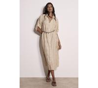 Apricot Women's Geometric Shimmer Embroidered Shirt Midi Dress in Stone | Size: 10