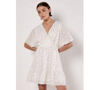 Apricot Women's Gold Foil Diamond Wrap Mini Dress in White | Size: 16