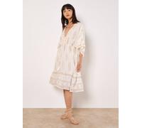 Apricot Women's Gold Foil Paisley Midi Dress in Cream | Size: 10