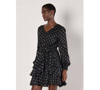 Apricot Women's Gold Foil Spot Tiered Mini Dress in Black | Size: 18