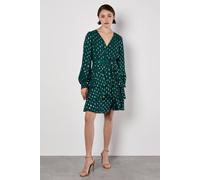 Apricot Women's Gold Foil Spot Tiered Mini Dress in Green | Size: 8