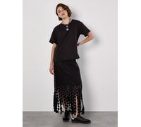 Apricot Women's Guipure Circle Lace Fringe Maxi Skirt in Black | Size: 12 Apricot Black 12