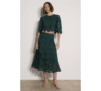 Apricot Women's Guipure Lace Daisy Crop Top in Green | Size: 12