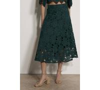 Apricot Women's Guipure Lace Daisy Midi Skirt in Green | Size: 12 Apricot Green 12