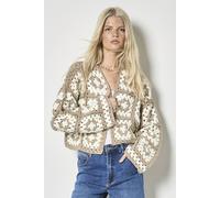 Apricot Women's Hand-Knit Crochet Squares Cardigan in Brown | Size: 14 Apricot Brown 14