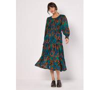Apricot Women's Ikat Chiffon Smocked Midi Dress in Teal | Size: 12 Apricot Teal 12