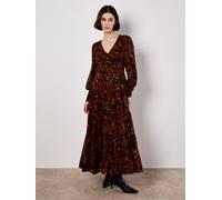 Apricot Women's Ikat Chiffon Tiered Maxi Dress in Burgundy | Size: 10 Apricot Burgundy 10