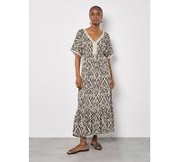 Apricot Women's Ikat Swirl Shimmer Maxi Dress in Khaki | Size: 10