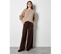 Apricot Women's Iridescent Sequin Cable Knit Jumper in Light Brown | Size: 14 Apricot Light Brown 14