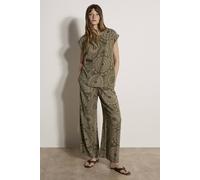 Apricot Women's Kaleidoscope Print Woven Trousers in Khaki | Size: 16