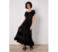 Apricot Women's Lace Detail Corset Maxi Dress in Black | Size: 16